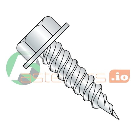 Newport Fasteners Sheet Metal Screw, 1/4" x 2 in, Zinc Plated Steel Flange Hex Head External Hex Drive, 750 PK 256629